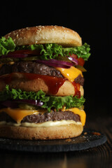 A double burger in low key	