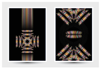 Modern geometric shapes and textures on black background with a Minimalistic geometric modern pattern style. Trendy vector graphic elements for your print and digital assignment