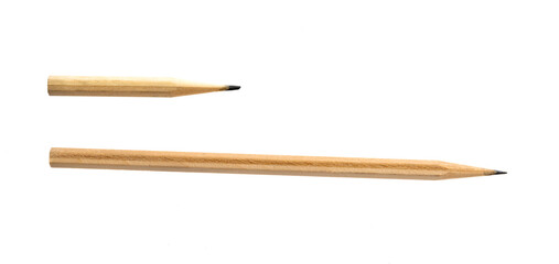 Long and short pencils on white background