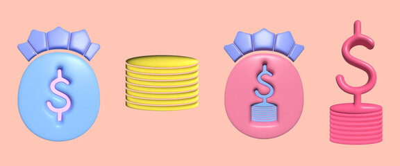 A set of 3d cute icons of money. Good for any project.