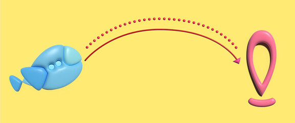 A plane flying to the destination. Travel concept. Good for any project.