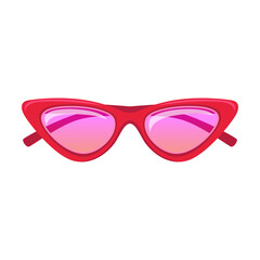 Trendy red women sunglasses vector illustration. Fashionable vintage sun glasses isolated on white background