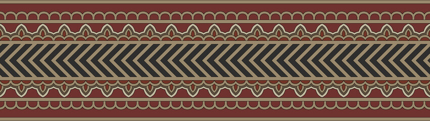 Digital Textile Design, Geometric Ornament Ethnic style border, digital print on fabric