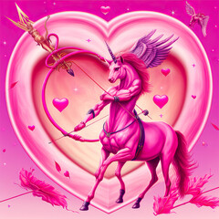 Stylized Sagittarius symbol for passionate love. Valentine's Day tones and symbol for horoscope, couple or celebration.