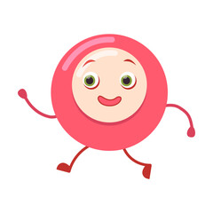 Obraz premium Round geometric character with hands, feet and funny face. Colorful figure shape expressing different emotions isolated on white