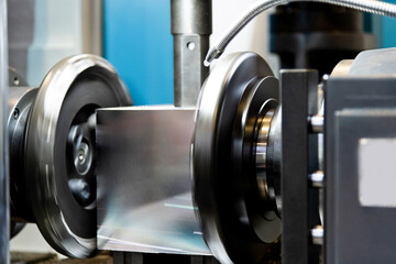 Close up of CNC machine lathe