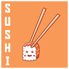 cute illustration of sushi and chopsticks