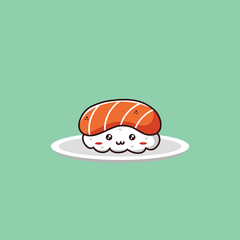cute illustration of sushi on a plate