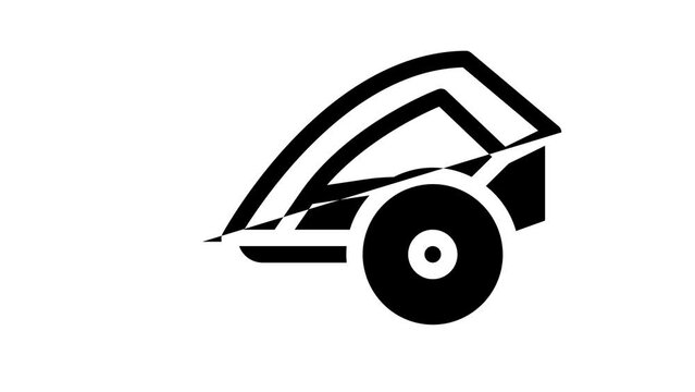 trailer kid line icon animation