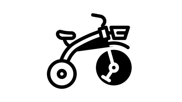 tricycle for children line icon animation