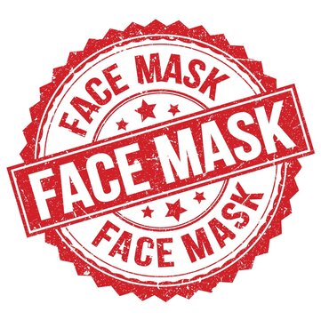 FACE MASK Text On Red Round Stamp Sign