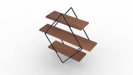 book shelf top view with shadow 3d render