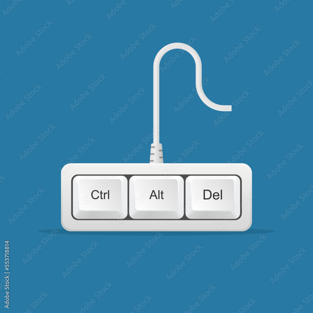 Fototapete ctrl, alt, del keyboard keys isolated on background. buttons to fix computer's hanging problem. shor