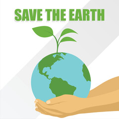 World environmet day, flat style go green and save the world with cities, hands, and plants environmental campaign illustration for banner and social media post