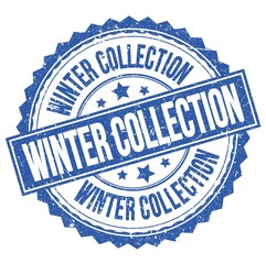 Fototapeta premium WINTER COLLECTION text on blue round stamp sign