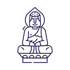 Meditating Buddha Icon with Asian God in Zen State