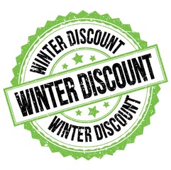 WINTER DISCOUNT text on green-black round stamp sign