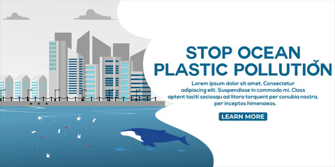 Obraz premium flat style stop polluting the environment for banner and social media post