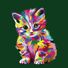 cute cat pop art Free Vector
