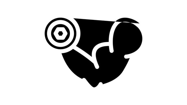 muscle of athlete line icon animation