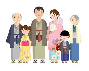 着物姿の大家族1
