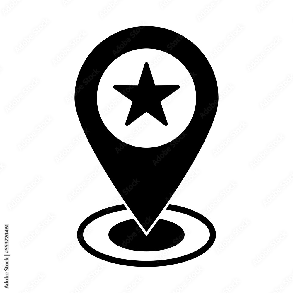 Aufkleber favorite place map pointer icon. maps pin with star icon. map pointer with star icon.