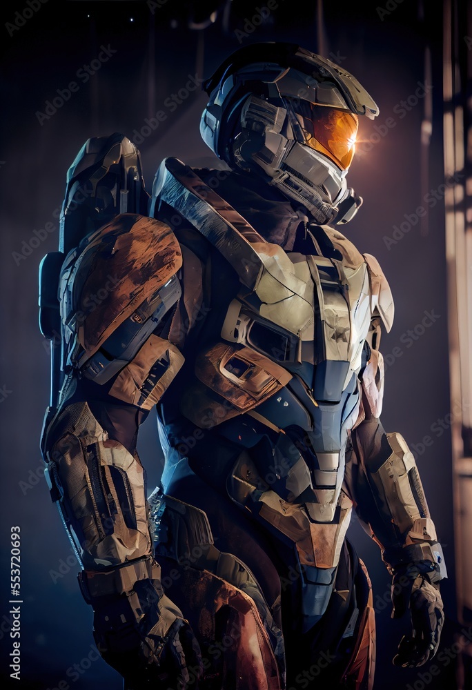 Wall mural portrait of an fictional astronaut in a spacesuit. high-tech astronaut from the future. the concept 