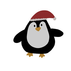 penguin with santa claus hat