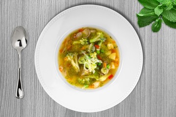 Tasty fresh hot soup dish