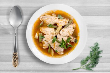Tasty fresh hot soup dish