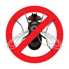 Stop sign against insects. Vector illustration of warning symbol with pest silhouettes isolated on white. Sanitation, insecticide