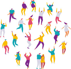 Dancing  people, party flat  illustration