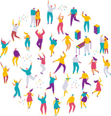 Dancing  people, party flat  illustration