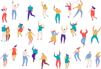Dancing  people, party flat  illustration