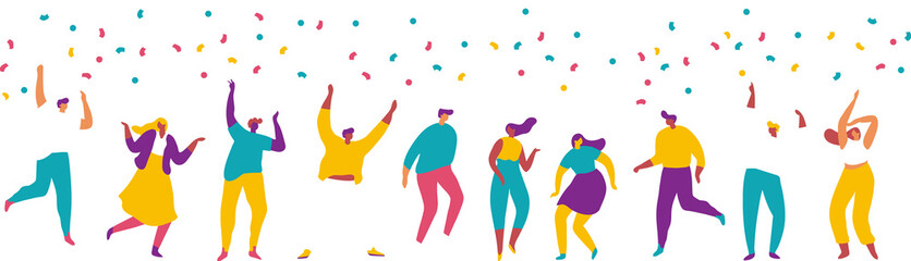 Dancing  people, party flat  illustration