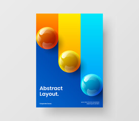 Vivid realistic spheres corporate identity template. Amazing company brochure A4 design vector concept.