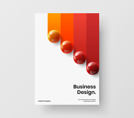 Simple placard design vector template. Colorful 3D balls booklet illustration.