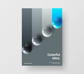Vivid handbill A4 vector design concept. Creative realistic spheres annual report template.