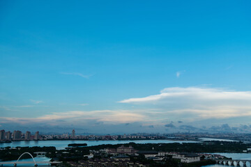Fototapeta premium Seaside city under blue sky