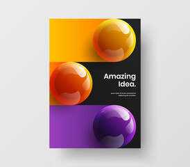 Modern pamphlet vector design concept. Clean 3D balls handbill layout.