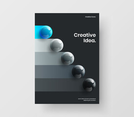 Modern 3D spheres corporate brochure layout. Unique journal cover design vector concept.