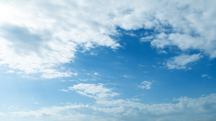 White clouds are in the blue sky