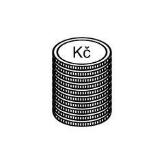 Czech Currency Icon Symbol, Czech Koruna, CZK Sign. Vector Illustration