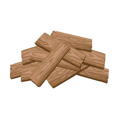 Heap of wooden plank cartoon vector illustration. Piles of stones, wooden planks, sand, metal isolated on white background