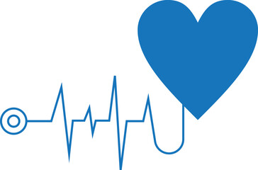 Cardiogram analysis icon, heart diagnosis icon blue vector