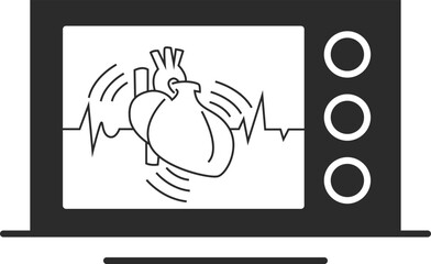 Cardiogram analysis icon, cardiology icon black vector
