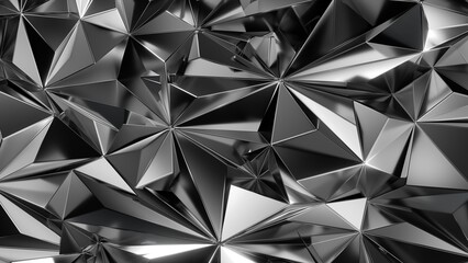 3d render, abstract faceted background, macro texture of a crystal metallic foil, modern geometric wallpaper