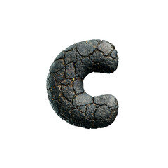 asphalt letter C - Lowercase 3d tarmac font - Suitable for road, transport or highway related subjects
