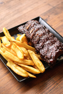 Pork ribs and French fries