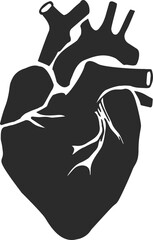 Human heart icon, human internal organ icon black vector